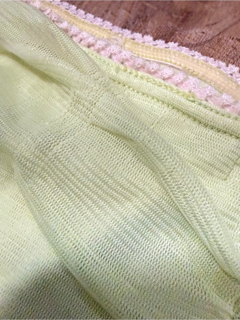 Y2K Lady Dutch Pink Green Rouched Ribbon Tube Top Coquette Feminine M - Picture 3 of 7
